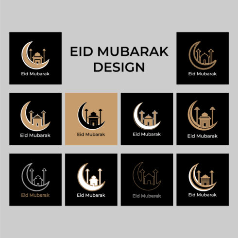 Eid Mubarak greeting card and social media elements design cover image.