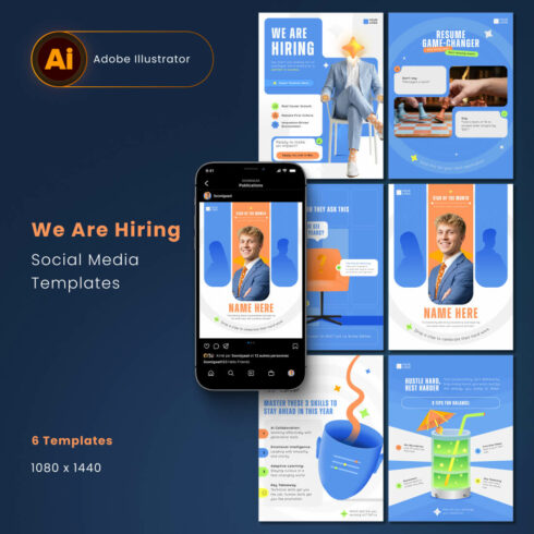 Modern HR & Recruiting Social Media Templates cover image.