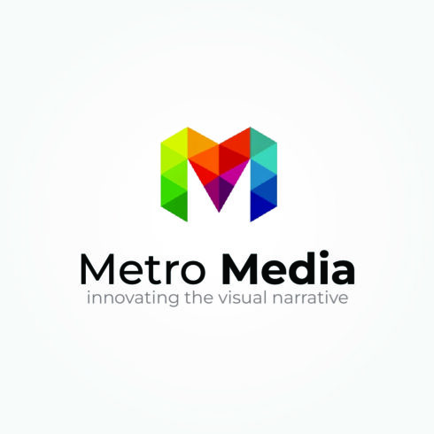 Metro media M letter business logo cover image.