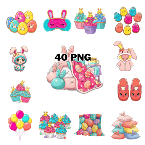 Adorable Holiday Rabbit Ears Elements Sublimation Clipart Bundle cover image.