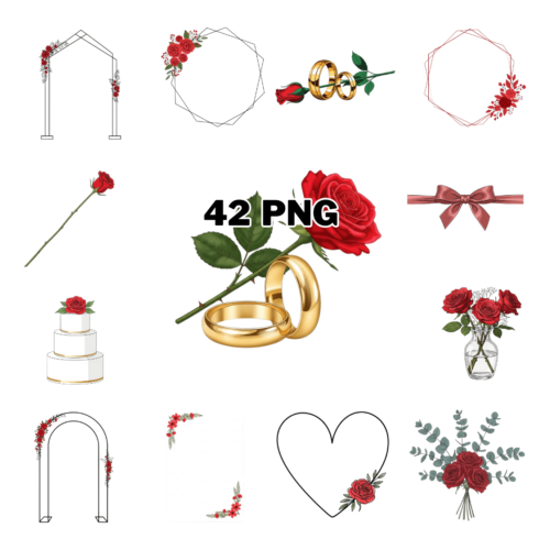 Minimal Modern Wedding Version Sublimation Clipart Bundle cover image.