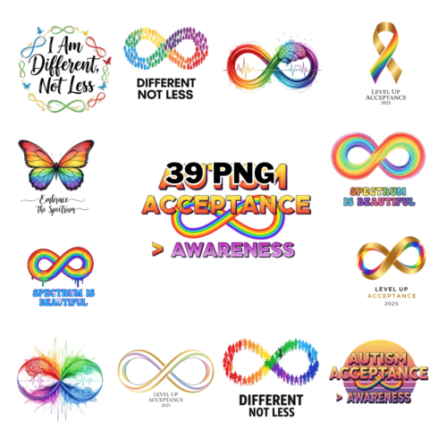 Autism Acceptance Awareness Sublimation Clipart Bundle cover image.