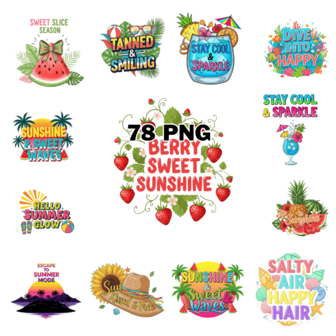 Summer Vacation and Beach Themes Sublimation Clipart Bundle cover image.