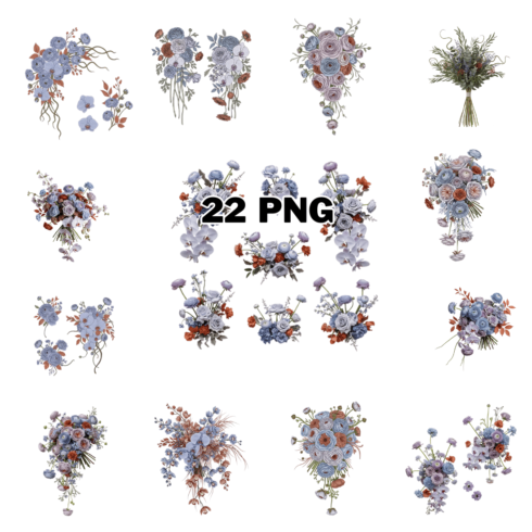 Asymmetrical Wild Bouquet Elements Sublimation Clipart Bundle cover image.