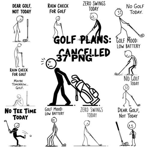Funny Golf Stick Figure Sublimation Clipart Bundle cover image.
