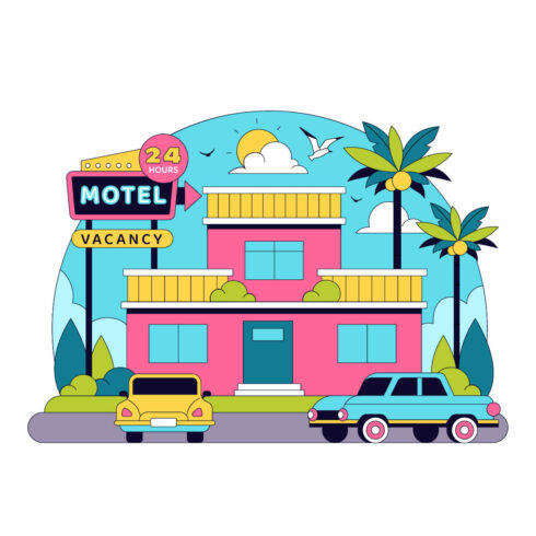 10 Retro Roadside Motel Illustration cover image.