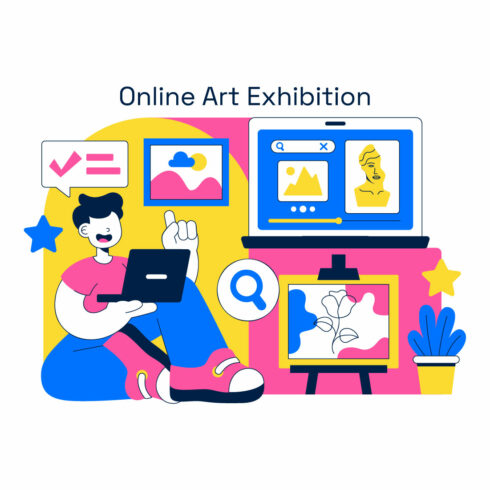 10 Online Art Exhibition Illustration cover image.