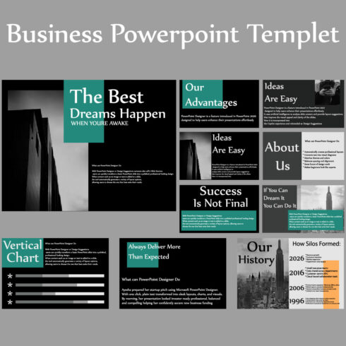Business Power point presentation template cover image.