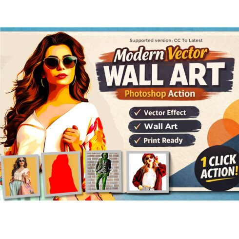 Modern Vector Wall Art Photoshop Action cover image.