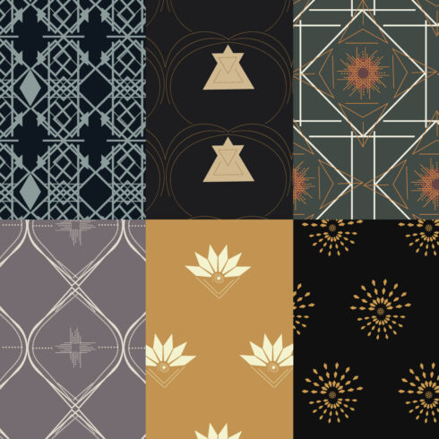 Noir Deco Prestige Lines – 12 Luxury Art Deco Seamless Patterns (EPS + JPG) cover image.