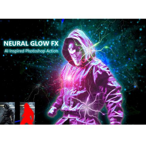 Neural Glow FX AI Inspired Photoshop Action cover image.