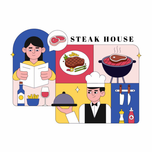 10 Steakhouse Restaurant Illustration cover image.