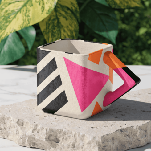 Bold Blend Square Mug Pair in Cream, Black,Shocking Pink and Orange color combination cover image.