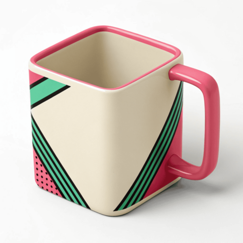 Vibrant Square Mugs Duo – Cream Base with Bold Contrast Design cover image.