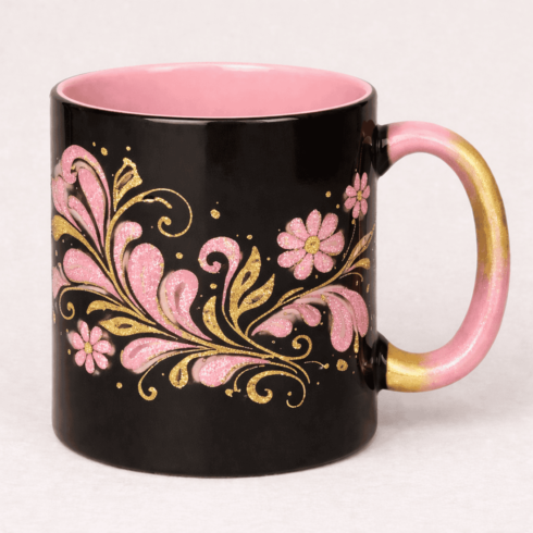 Artisan Bloom Contrast – Designer Coffee Mug Pair cover image.