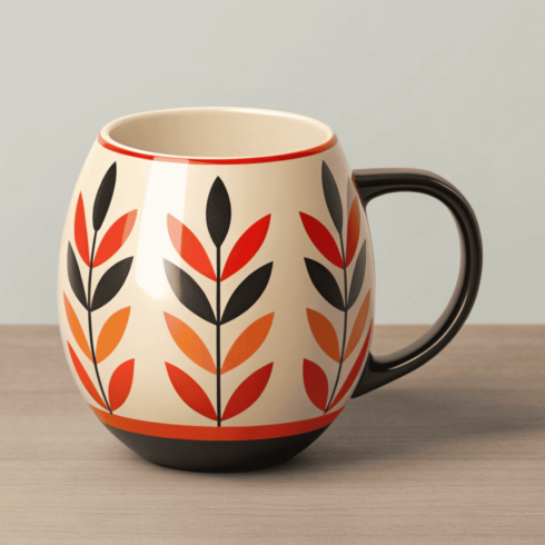 Modern Cream RoundCoffee and Tea Cups – Floral Art & Colorful Square Design cover image.