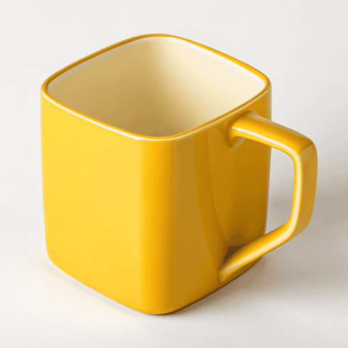 Elegant Yellow and Blue Coffee Mug Pair – Shape Contrast Mockup cover image.