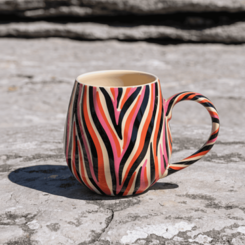 Bold Harmony – Elegant Cream Stripe and baby pink Mugs Duo cover image.