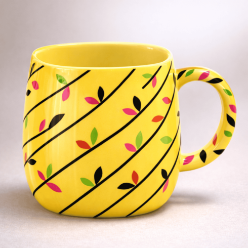 Luminous Floral Fusion – Premium Yellow Coffee Mug Pair cover image.