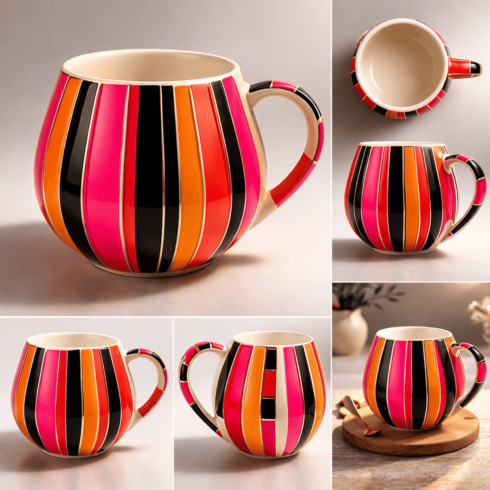 Color Cascade Lines – Elegant Coffee Mug pair cover image.