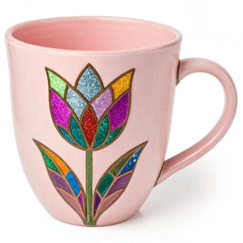 Pastel Bloom Sparkle – Baby Pink & Sky Blue Floral Mug Pair cover image.