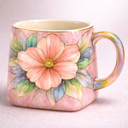 “Graceful Blossom Coffee & Tea Mug Pair – Multicolor Floral Artwork” cover image.