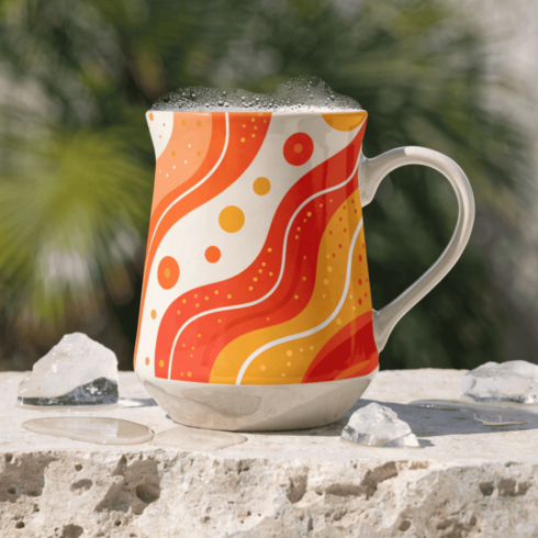 Modern Coffee Mug Mockup – Cream Pattern & Brown Branding Mug cover image.