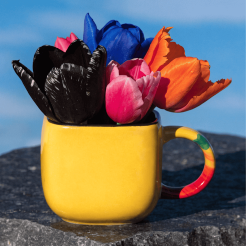 Yellow and Black Floral Tulip Coffee & Tea Mug Mockup Pair – Elegant Style cover image.
