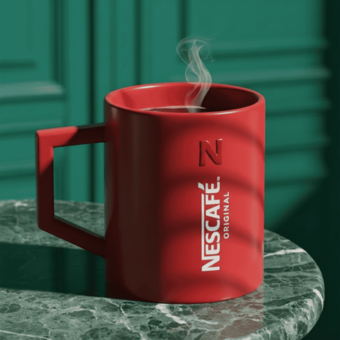 Nescafé Inspired Red Coffee Mug Pair with Nescafé Branding Style cover image.