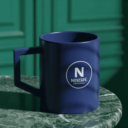 Nescafé Signature Blue & Red Mug Duo Mockup with Nescafé Branding Style cover image.