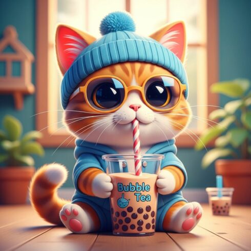 Baby animals enjoying bubble tea in a soft, colorful, 3D-rendered style cover image.