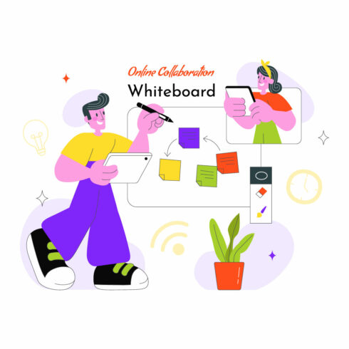 10 Online Collaboration Whiteboard Tools Illustration cover image.