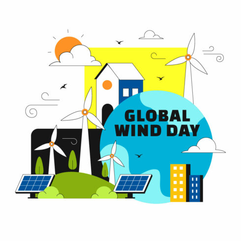10 Global Wind Day Illustration cover image.