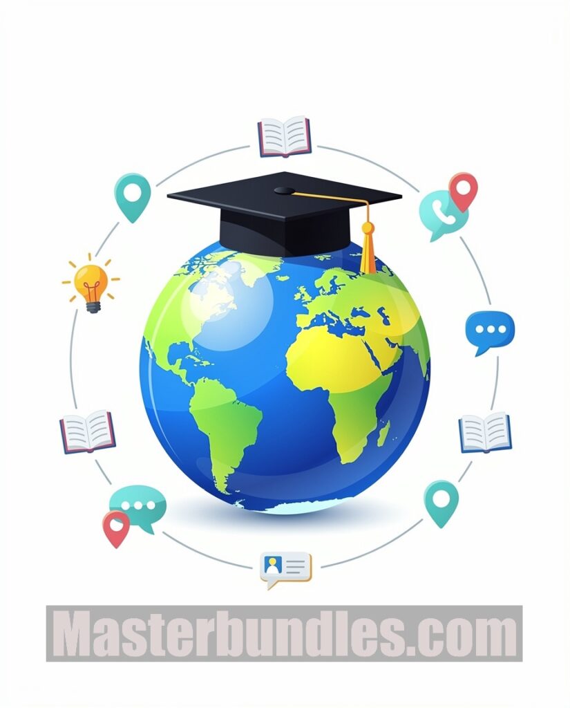 Globe Wearing Graduation Cap – Global Education & Learning Illustration ...