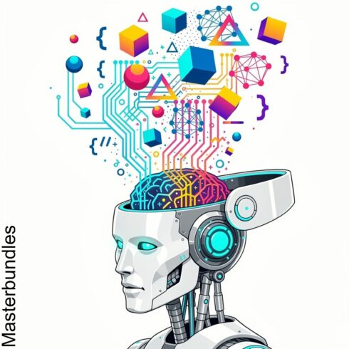 Illustrated Robot Head Opening with Colorful Shapes Emerging from the Mind cover image.