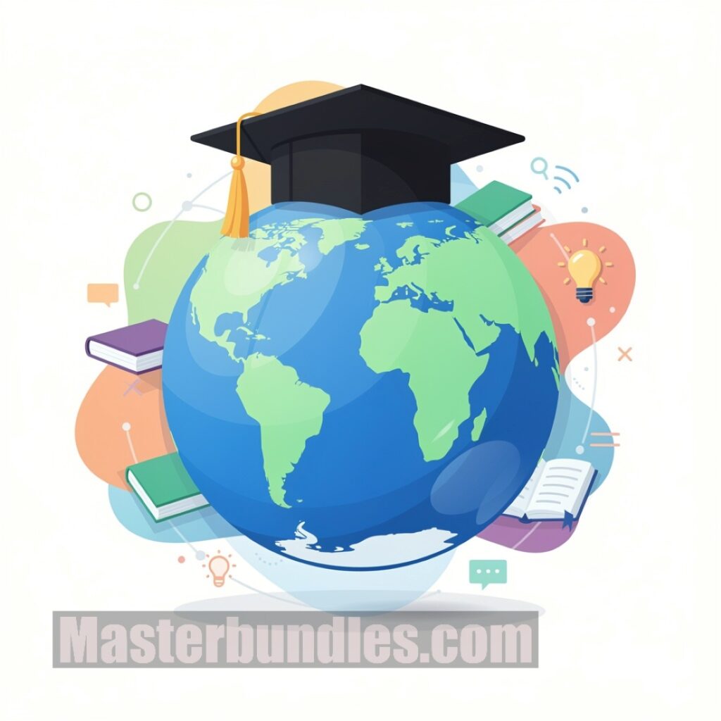 Globe Wearing Graduation Cap – Global Education & Learning Illustration ...
