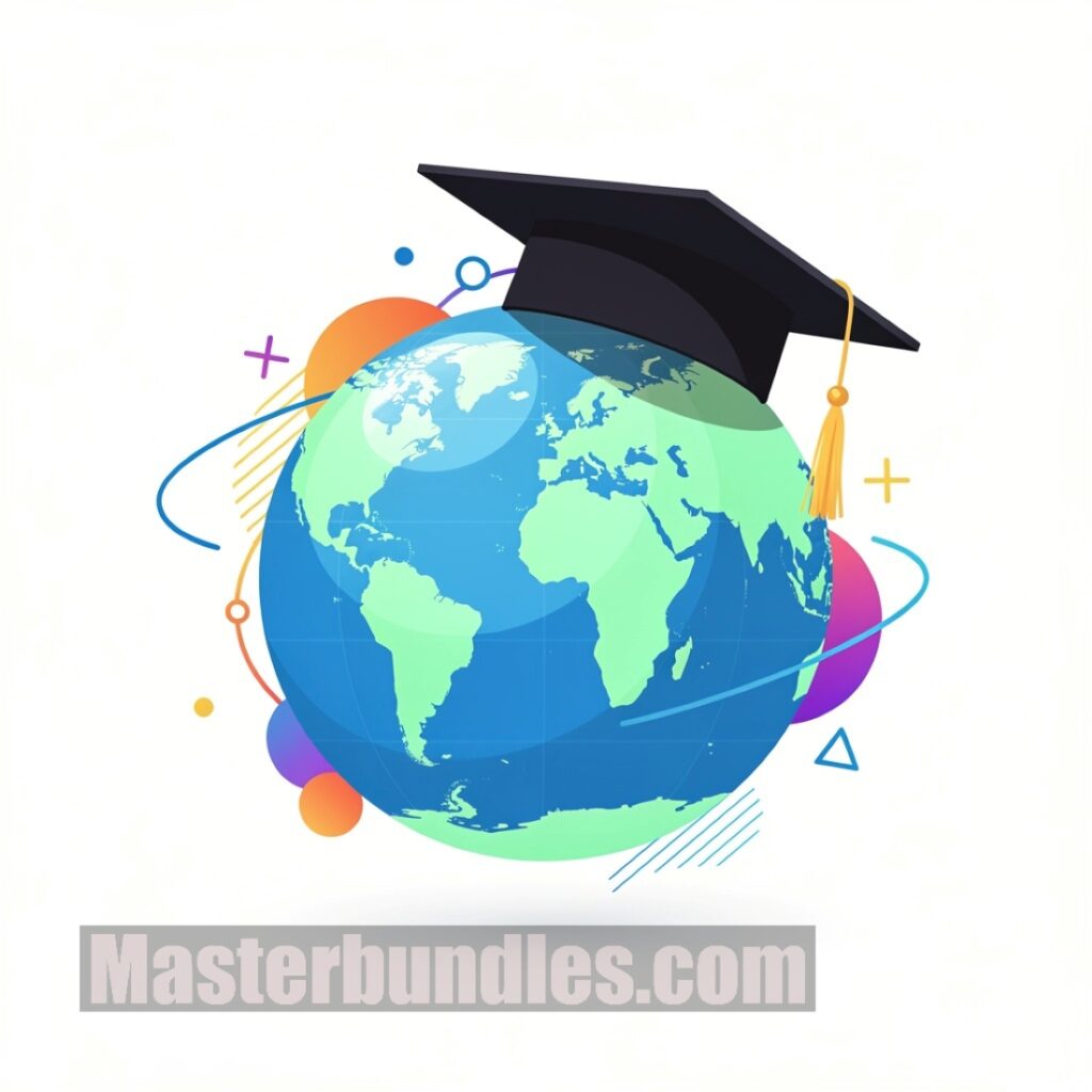 Globe Wearing Graduation Cap – Global Education & Learning Illustration ...