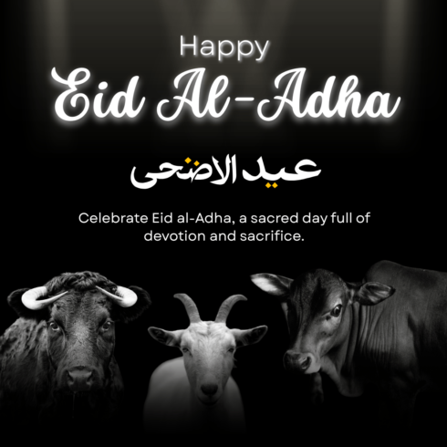 The happy eid al adha t shirt design cover image.