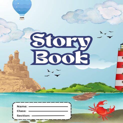 Printable Storybook Journal Cover with Lighthouse & Crab Theme cover image.