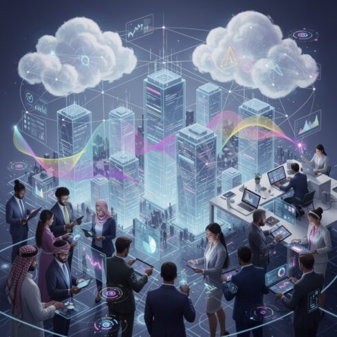 Complex Multi-Element Society in a Digital World – Abstract Futuristic Human Network Concept cover image.