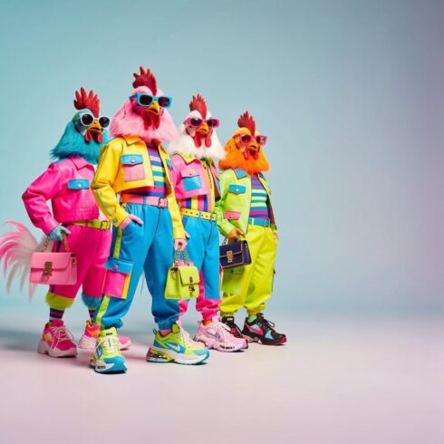 30 High-Quality Fashion Chicken Group Images – Creative Animal Concept Collection cover image.
