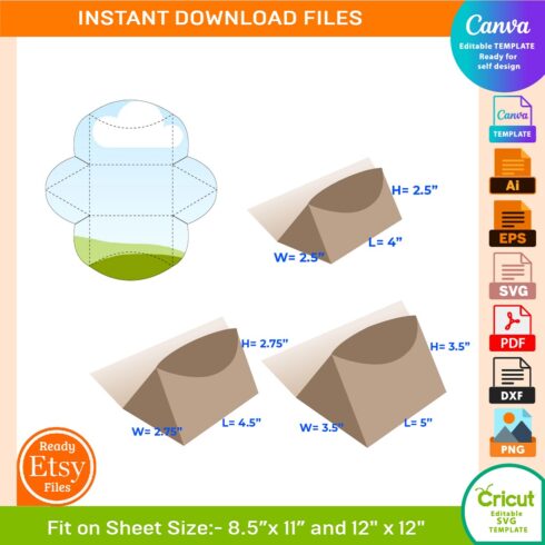 Bundle of 3 size Candy box template Dieline Template cover image.