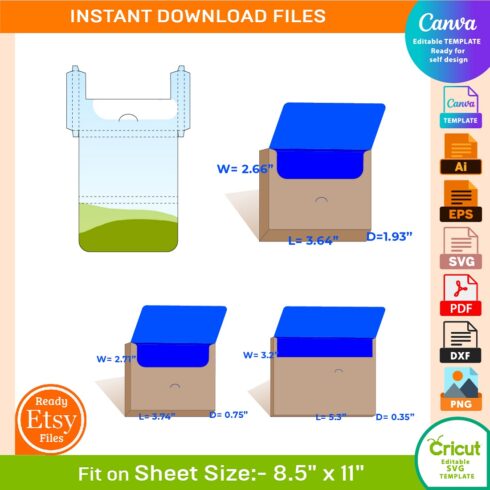 Bundle of 3 size Card Holder Template Dieline Template cover image.