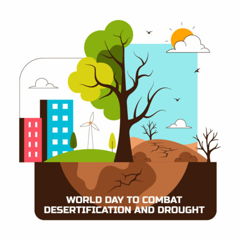 10 Combat Desertification and Drought Illustration cover image.