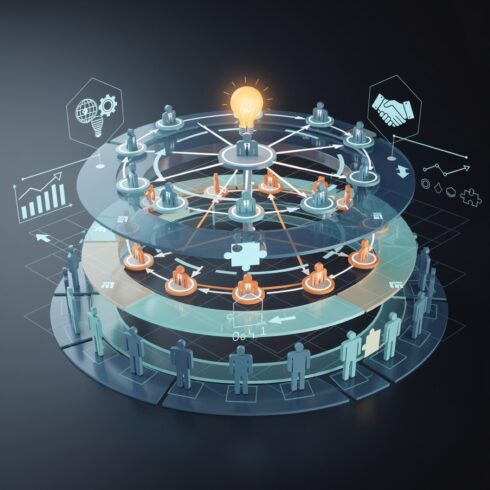 Abstract Business Structure Concept with Community Network and Central Leadership cover image.