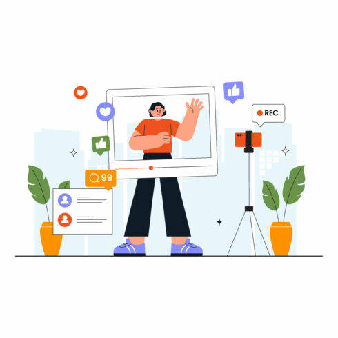 14 Influencer Daily Vlog Illustration cover image.