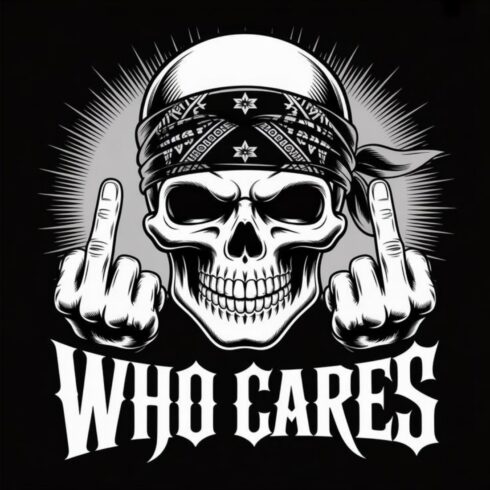 *"Who Cares"* t shirt design cover image.