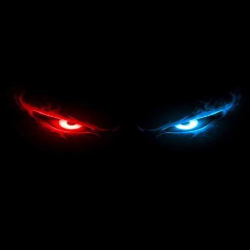 Dual Gaze" ya "Fiery Eyes" t shirt design cover image.