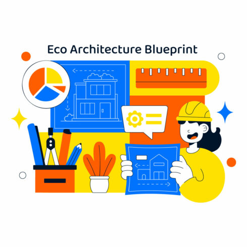 10 Eco Architecture Blueprint Illustration cover image.