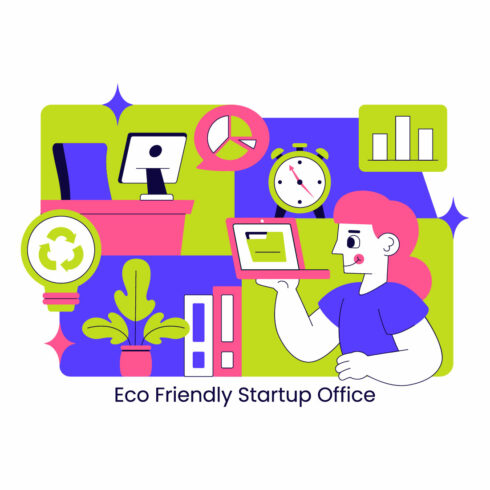 10 Eco Friendly Startup Office Illustration cover image.